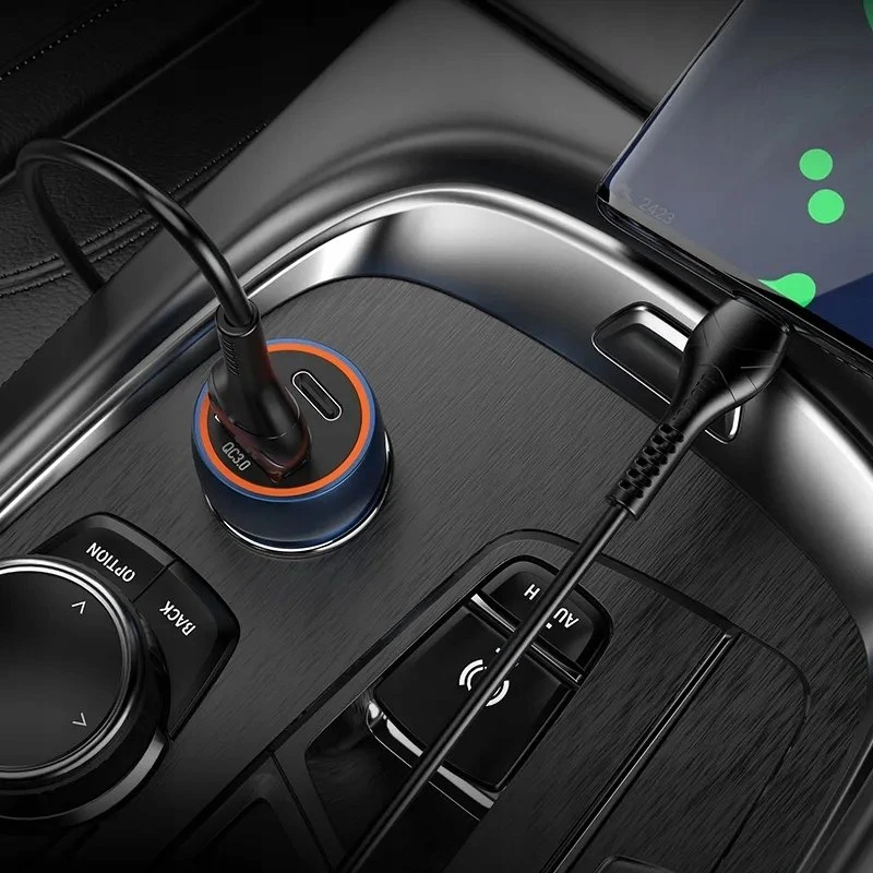 Automobilinis įkroviklis Hoco USB A + USB C PD QC3.0 3A 20W Z46A sapphire mėlynas