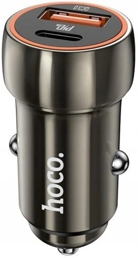 Automobilinis įkroviklis Hoco Z46A USB-A/Type-C PD20W+QC3.0 pilkas