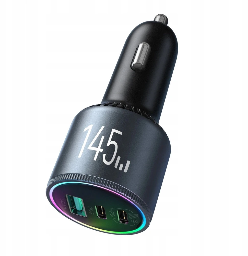 Joyroom Automobilinis įkroviklis Mini, C+C+U, 145W su C tipo į C tipo laidu, 100W, Juodas (JR-CCN07)