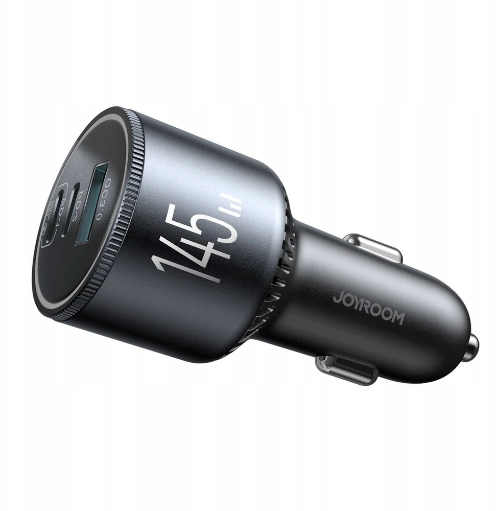 Joyroom Automobilinis įkroviklis Mini, C+C+U, 145W su C tipo į C tipo laidu, 100W, Juodas (JR-CCN07)