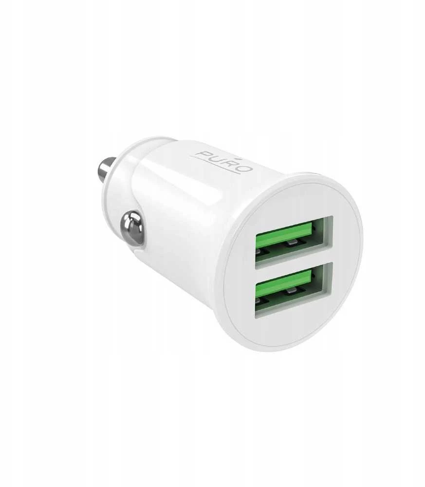 Puro Pro Lite automobilinis įkroviklis 2x USB-A 10W – baltos spalvos