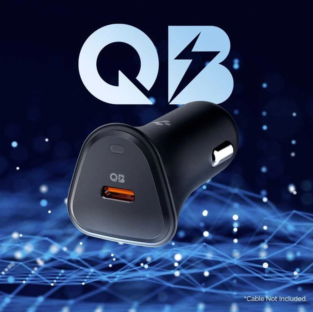Juodas 30W 1xUSB-C automobilinis įkroviklis „Spigen Essential EV301”