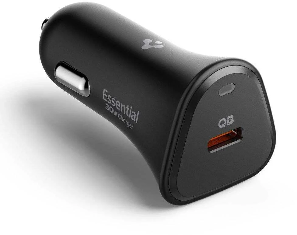 Juodas 30W 1xUSB-C automobilinis įkroviklis „Spigen Essential EV301”