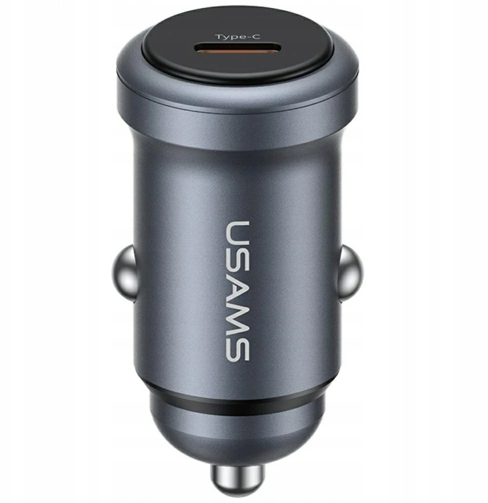 USAMS CC321 automobilinis įkroviklis Aluminum 30W PD USB-C tarnish