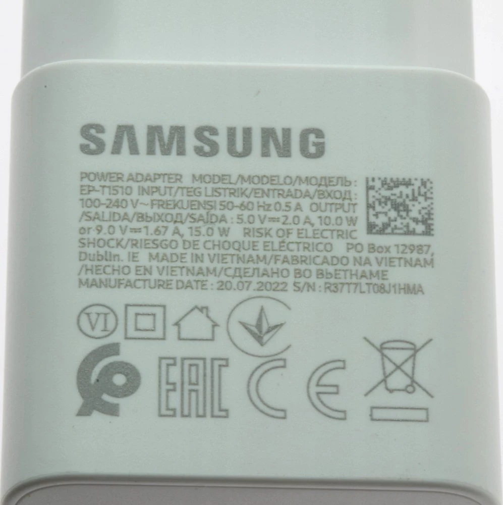 112803 EP-T1510EWE Samsung USB-C 15W kelioninis įkroviklis be pakuotės