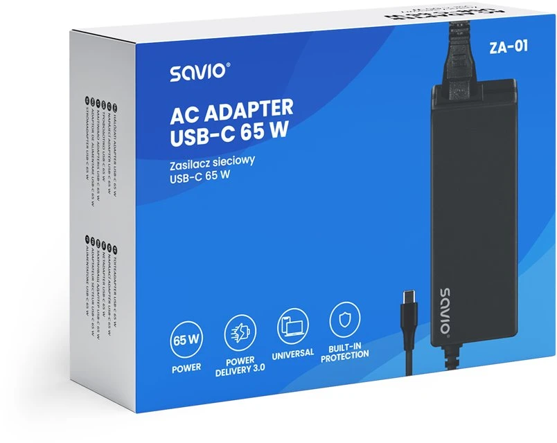 Savio ZA-01 mobile device charger Netbook, Nešiojamas kompiuteris, Išmanusis telefonas, Telephone Juodas AC Indoor