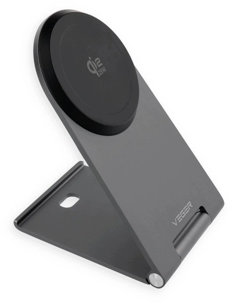Foldable wireless charger Qi2.2 25W VEGER Q3 Pro juodas