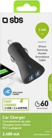SBS Mobile 2x USB-A 2,4 A įkroviklis (TECR2USB24AFAST)