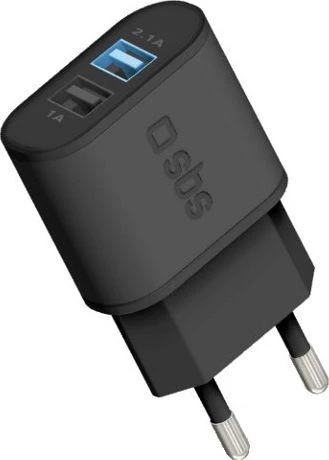 Įkroviklis Sieciowa SBS 2.1A FC 2xUSB juoda