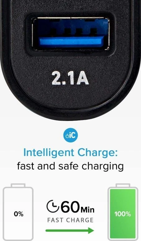 Automobilinis įkroviklis 3100mAh Type-C USB 2.1A by SBS Juodas