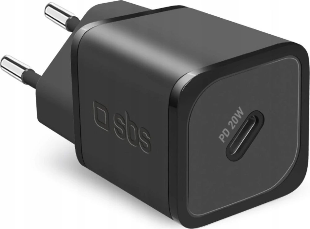SBS TETRGAN1C20K 20W GaN USB-C laidinis įkroviklis su Power Delivery – juodos spalvos