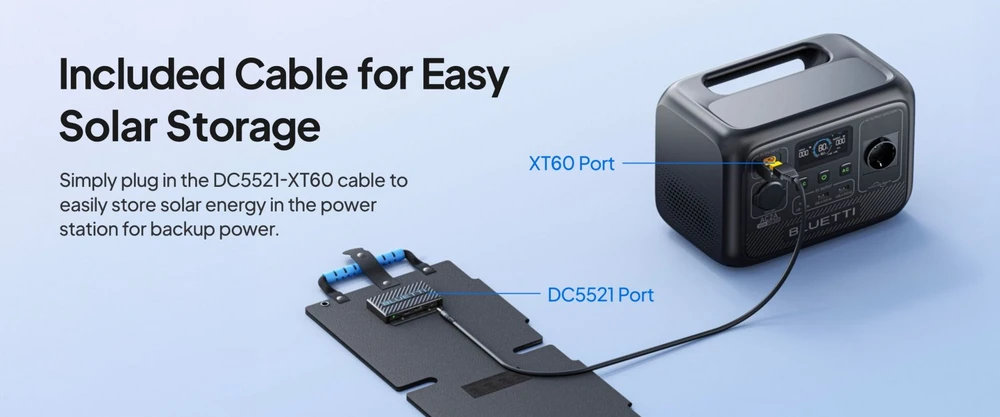 BLUETTI 60W sulankstoma saulės panelė USB-A (18W) USB-C (30W) XT60