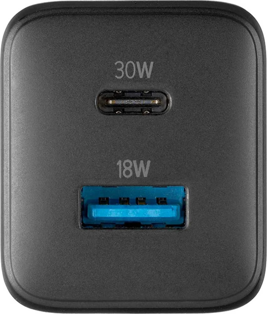 Cellular Line Cellularline Multipower Micro GaN - USB-C & USB-A Power Delivery 30W mains įkroviklis juodos spalvos