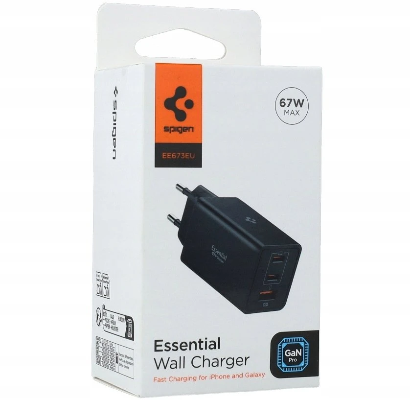 Įkroviklis Spigen Essential 67W Wall Charger EE673EU, juodas