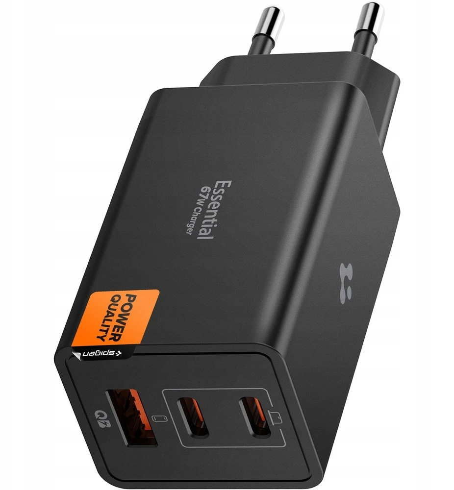 Įkroviklis Spigen Essential 67W Wall Charger EE673EU, juodas