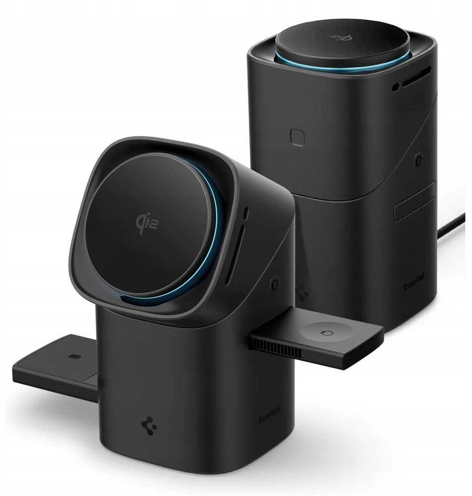 SPIGEN EF223MS ESSENTIAL 3-in-1 sukamasis magnetinis „MagSafe“ belaidis įkroviklis 15W QI2 juodas