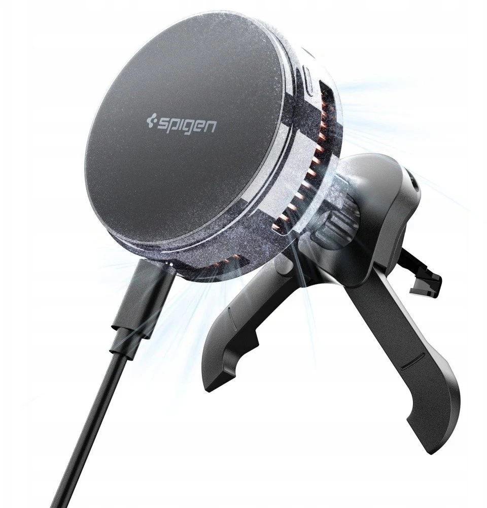 Automobilinis laikiklis Spigen Essential MagSafe Peltier Wireless Car Charger EV25MFAQ, juodas - Air vent