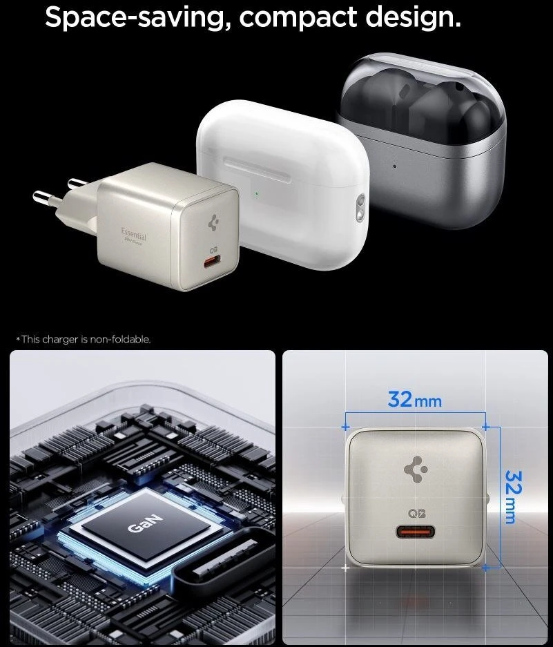 Spigen EE301EU-GAN ESSENTIAL 1 PRIEVADO TINKLO ĮKROVIKLIS 30W NATURAL TITANIUM