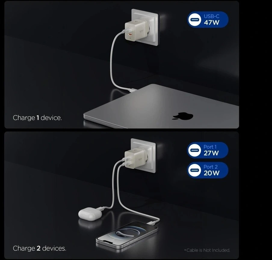 Spigen EE472EU-GAN ESSENTIAL 2 PRIEVADŲ TINKLO ĮKROVIKLIS 47W NATURAL TITANIUM