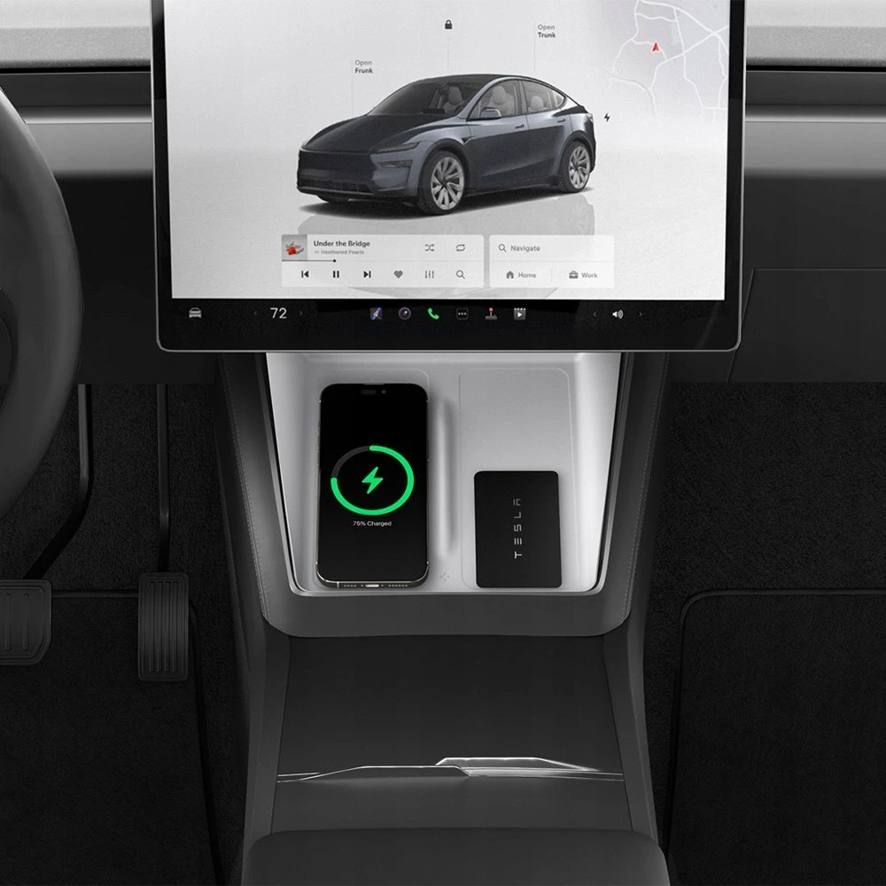 Spigen Tesla belaidžio įkrovimo kilimėlio dangtelis, baltas - Tesla Model Y 2025