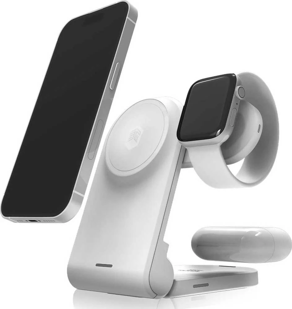 STM ChargeTree MAG - 3-in-1 mobile belaidis įkroviklis su MagSafe baltos spalvos