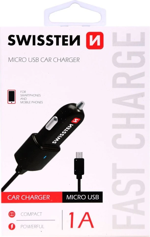 Swissten Premium automobilinis įkroviklis 12 / 24V su mikro USB laidu