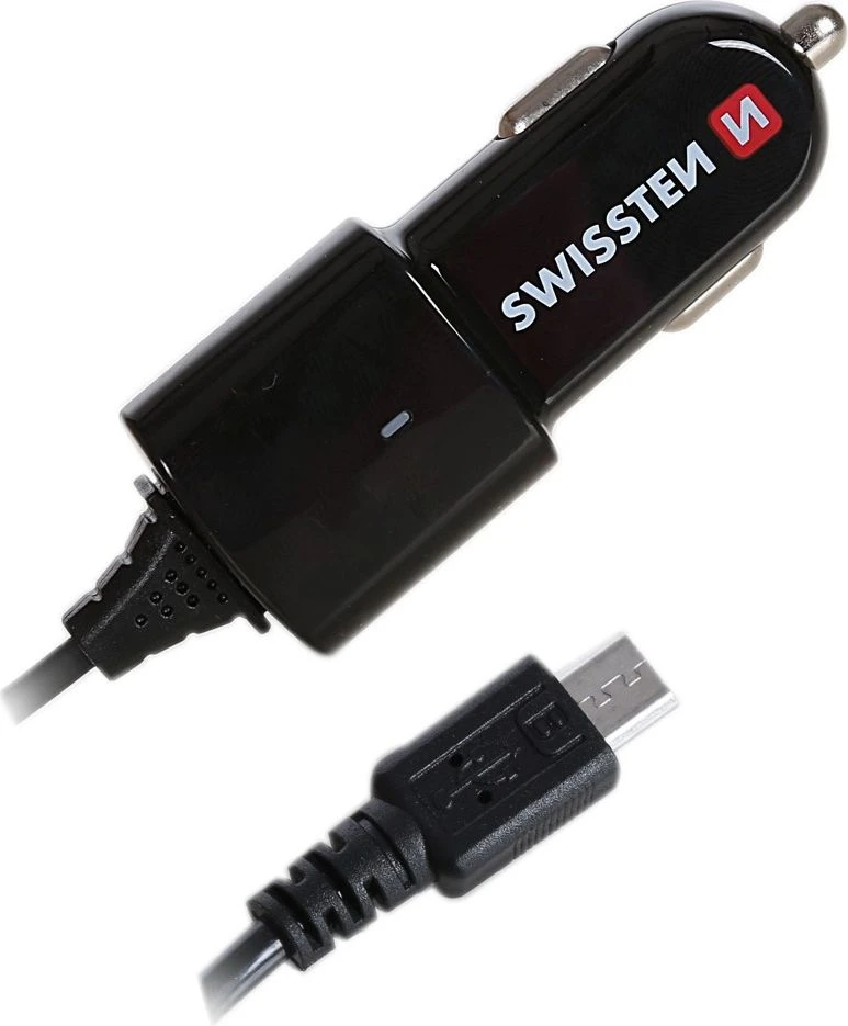 Swissten Premium automobilinis įkroviklis 12 / 24V su mikro USB laidu