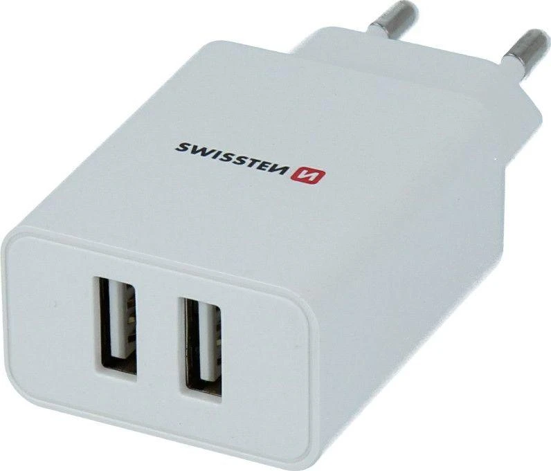 Swissten Travel Smart 2x USB 2.1A balta