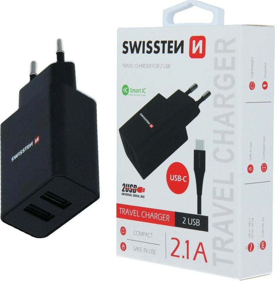 Swissten įkroviklis 2x USB-A 2.1 A (22054000)