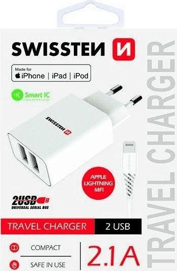 Swissten įkroviklis 2x USB-A 2.1 A (22055000)