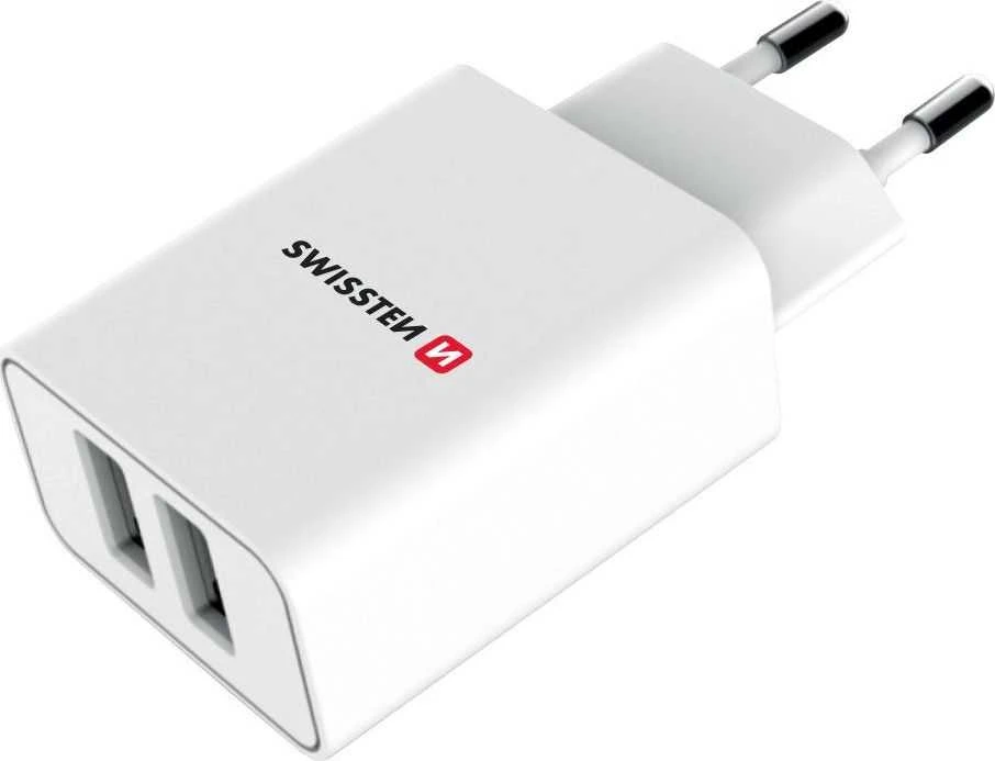 Swissten Travel Smart 2x USB 2.1A balta