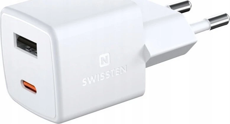 Įkroviklis Swissten Mini Gan Travel Charger GaN 1x USB-A 1x USB-C 30W (22056100)