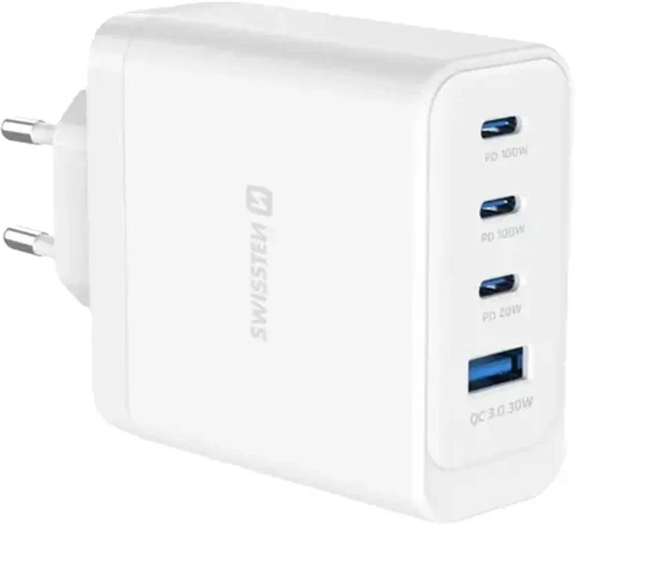 Įkroviklis Swissten Core GaN 1x USB-A 3x USB-C 100W (22071610)