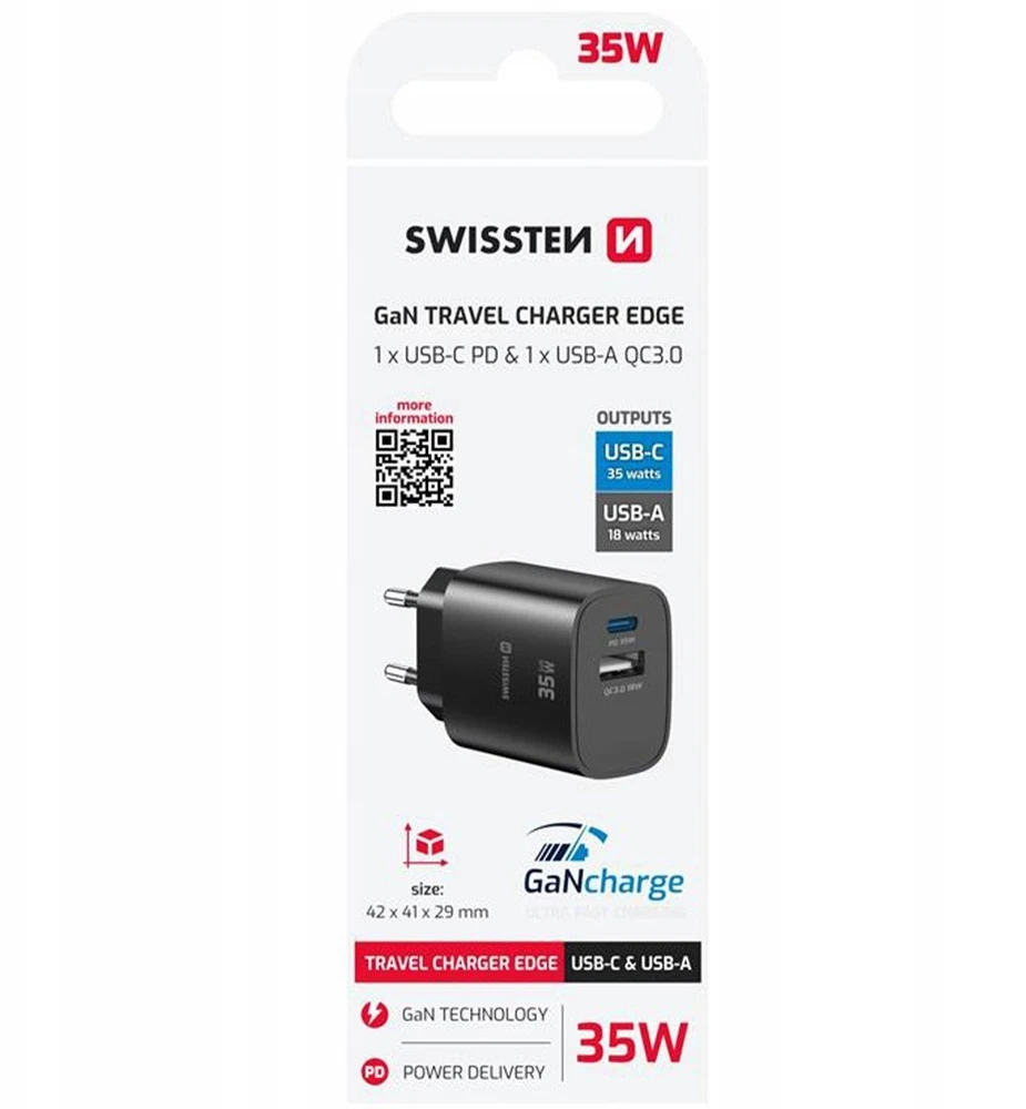 Įkroviklis Swissten Edge Travel PD + QC 1 1 (22071716)