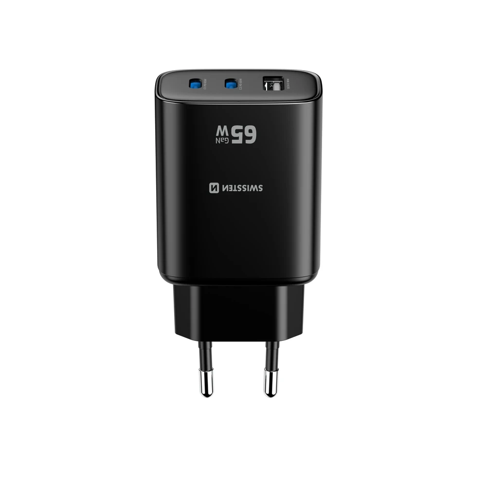 Swissten Edge 65 W GaN Adapteris, Juodas