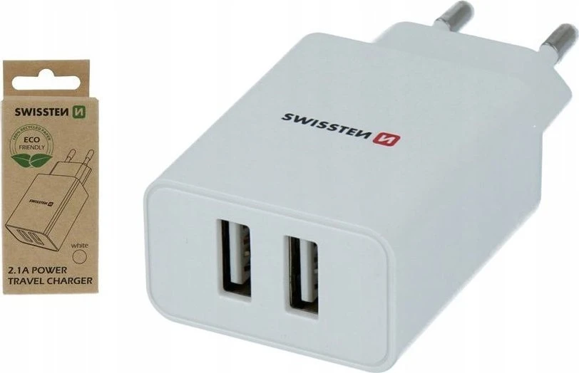 Įkroviklis Swissten smart IC Podróżna 2 2,1 A Baltas (22034000ECO)