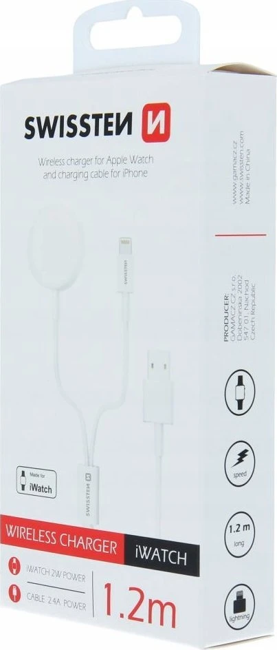 „Swissten 2in1 Apple Watch“ ir „Lightning“ belaidžio ryšio apyrankė (22055510)