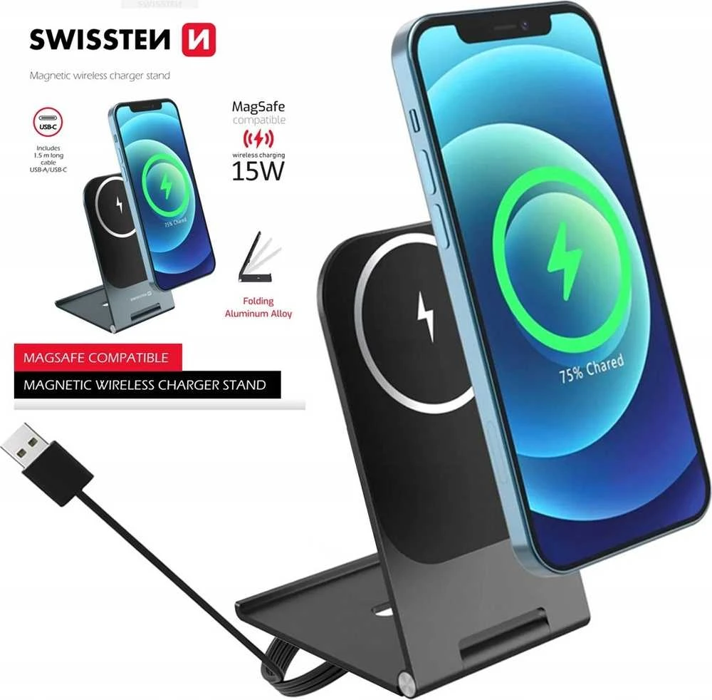 Ausinės Swissten Ultra Thin (suderinamas su Magsafe) belaidės (22055518)