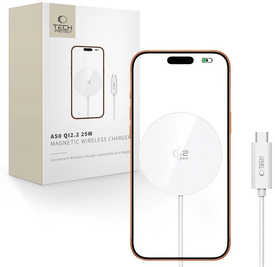 Tech-Protect A50 MAGNETINIS MagSafe BELAIDIS ĮKROVIKLIS 25W QI2.2 Baltas