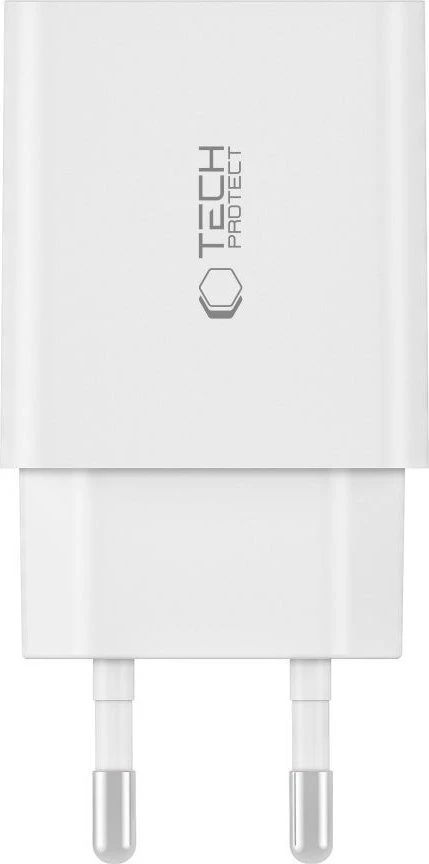 Sieninis įkroviklis 35W 2x USB-C PD Tech-Protect C35W baltos spalvos