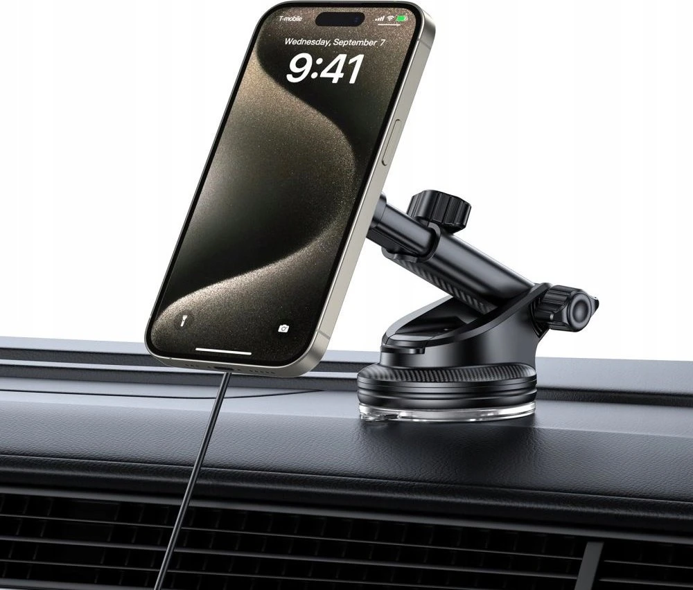 Automobilinis telefono laikiklis Tech-Protect MM15W MagSafe su belaidžiou įkrovimu 15W juodos spalvos