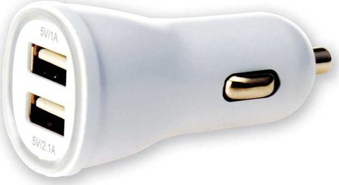 TECHLY 305281 Techly Automobilinis USB pakrovėjas 5V 1A/2.1A, 12/24V, du USB jungtys, baltas