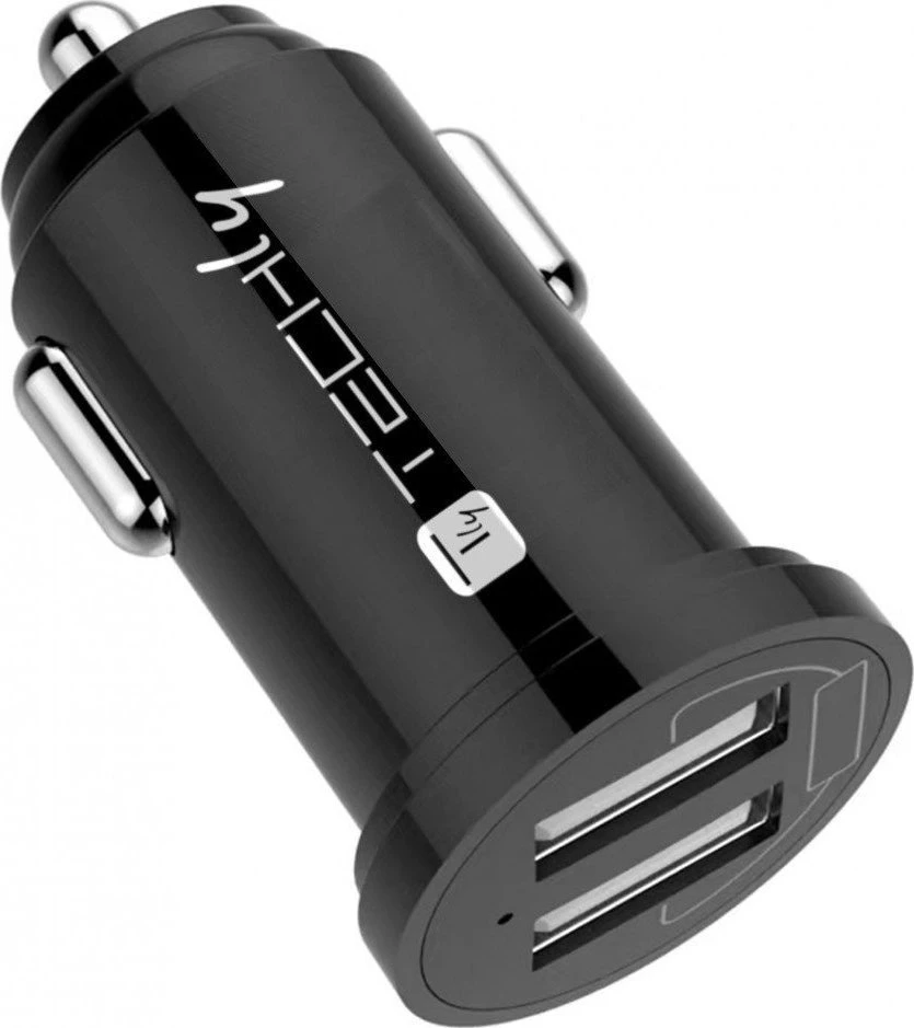 TECHLY Mini Car Charger 2 USB-A Ports 24W / 4.8A Juodas