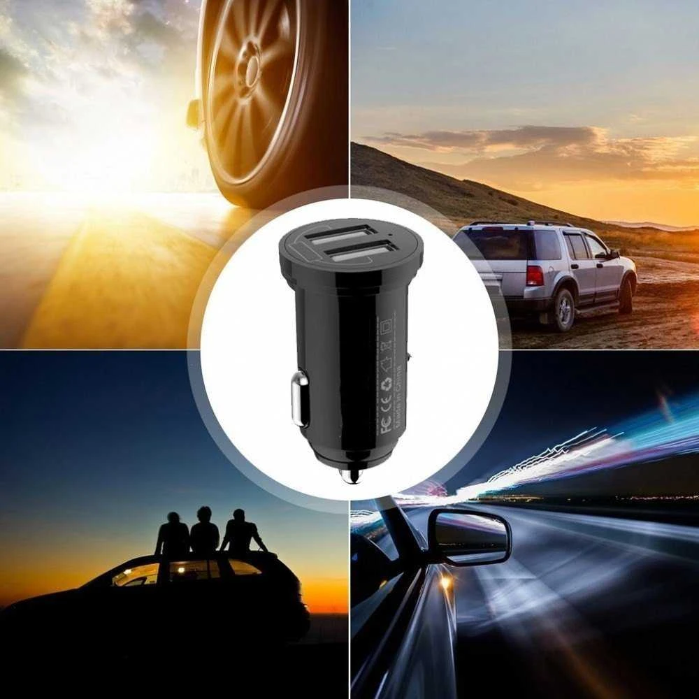 TECHLY Mini Car Charger 2 USB-A Prievadai 12W / 2.4A Juodas