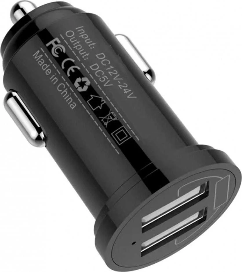 TECHLY Mini Car Charger 2 USB-A Prievadai 12W / 2.4A Juodas
