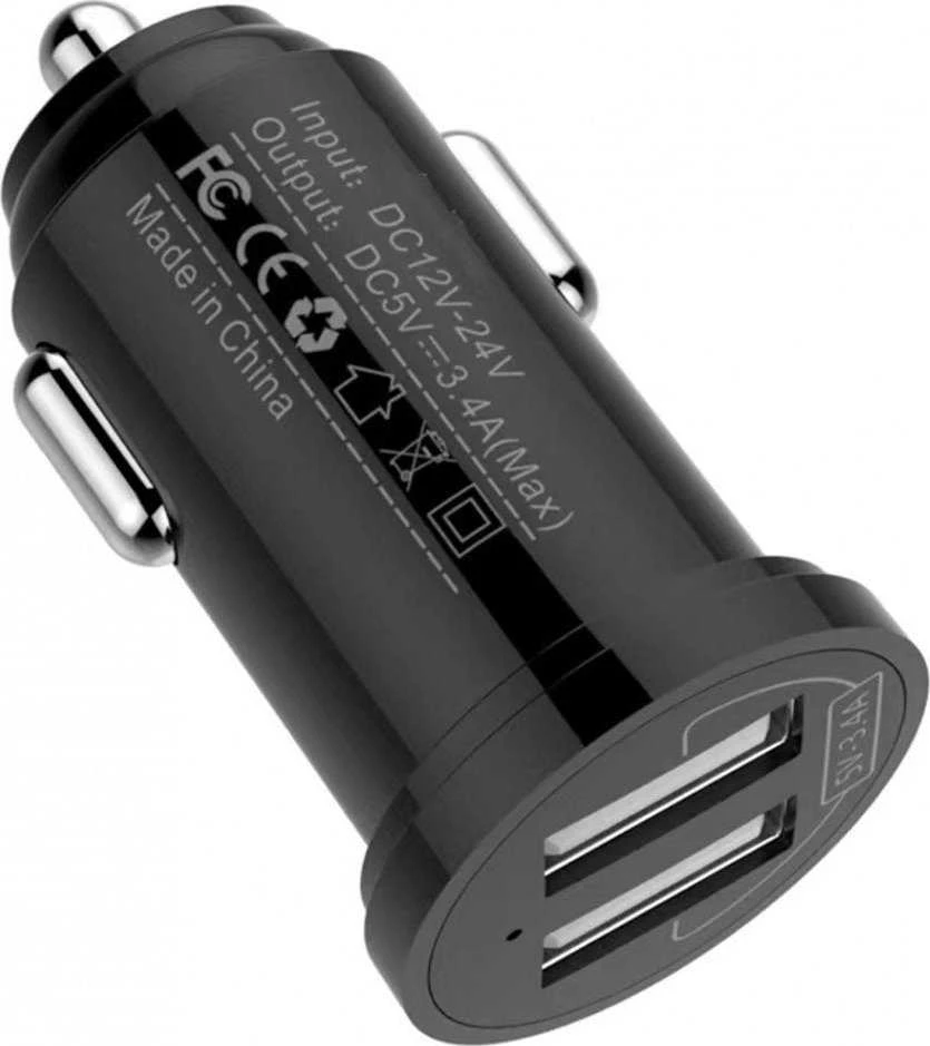 TECHLY Mini Car Charger 2 USB-A Prievadai 17W/3.4A Juodas