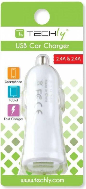 Techly IUSB2-CAR2-4A2P mobiliojo įrenginio kroviklis Automatinis Balta