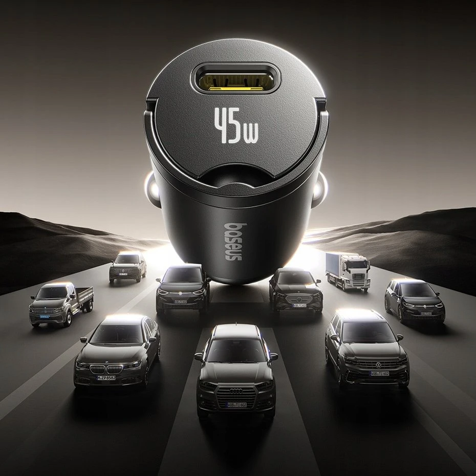 Įkroviklis automobilinis pakrovėjas Baseus PrimeTrip VP2 45W USB-C su kabeliu 60W USB-C į USB-C 1m - juoda