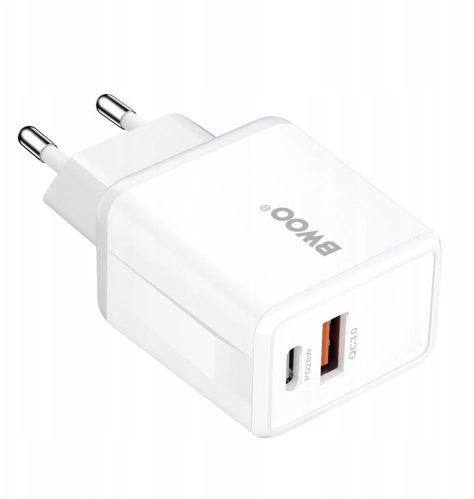 BWOO sieninis įkroviklis CDA182 QC 38W 1x USB-A + 1x USB-C su USB-C laidu 1 m juodas