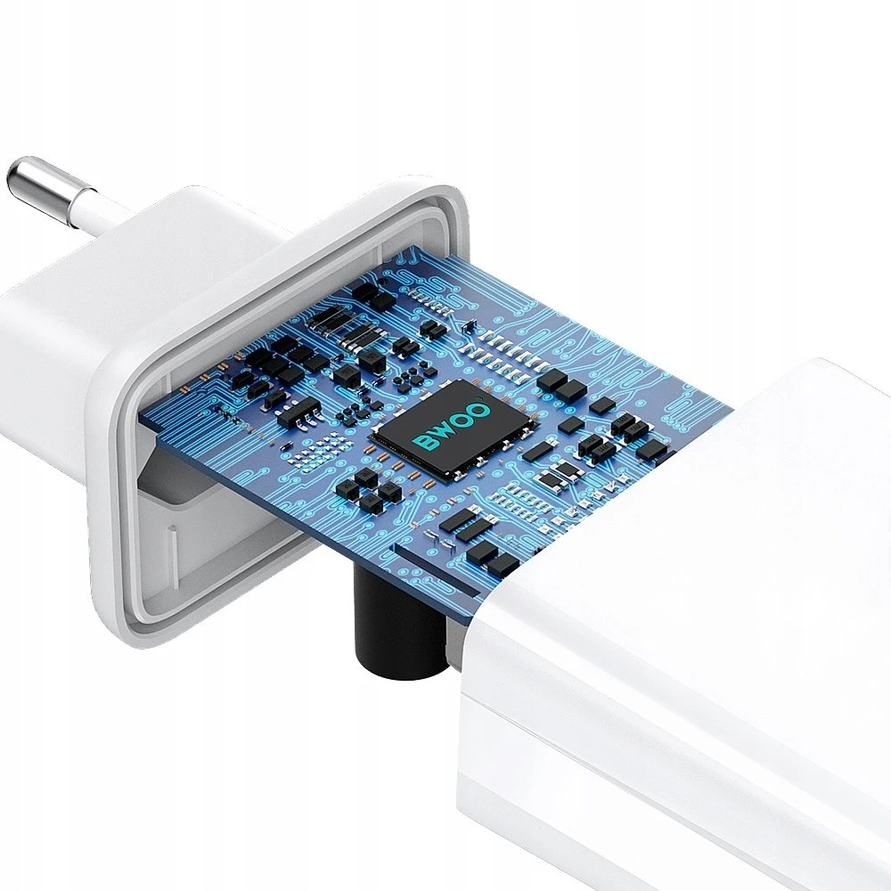 BWOO sieninis įkroviklis CDA182 QC 38W 1x USB-A + 1x USB-C su USB-C į Lightning laidu 1 m juodas